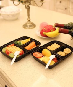 Mealcon BenT-20P Plastic meal prep containers 3 compartment, Black 11 715q6Xrx0GL