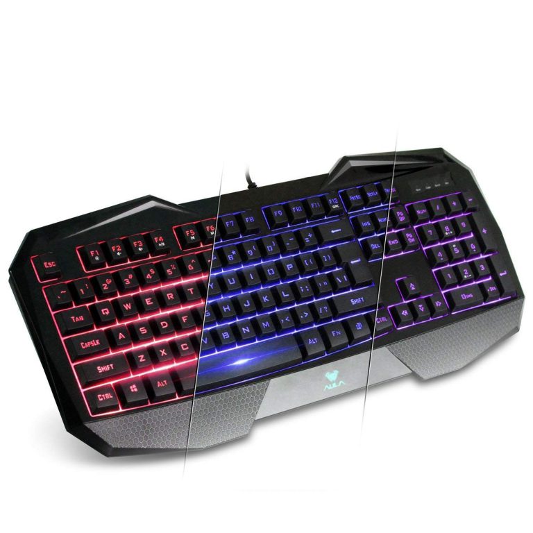 AULA SI-859 Backlit Gaming Keyboard with Adjustable Backlight Purple Red Blue USB Wired Illuminated Computer Keyboard OPEN BOX