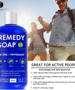 Remedy Antifungal Soap, Helps Wash Away Body Odor, Athlete’s Foot, Nail Fungus, Ringworm, Jock Itch, Yeast Infections and Skin Irritations. 100% Natural with Tea Tree Oil, Mint & Aloe 12 oz 12 716RGrNVxUL