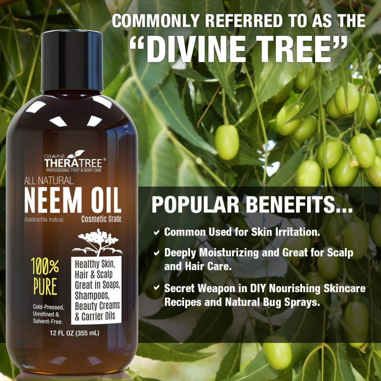 Neem Oil Organic & Wild Crafted Pure Cold Pressed Unrefined Cosmetic Grade 12 oz for Skincare, Hair Care, and Natural Bug Repellent by Oleavine TheraTree - $20.95