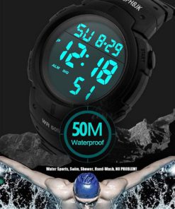MJSCPHBJK Mens Digital Sports Watch, Waterproof LED Screen Large Face Military Watches and Heavy Duty Electronic Simple Army Watch with Alarm, Stopwatch, Luminous Night Light - Black 11 718fXb4XIvL