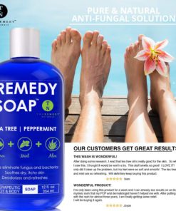 Remedy Antifungal Soap, Helps Wash Away Body Odor, Athlete’s Foot, Nail Fungus, Ringworm, Jock Itch, Yeast Infections and Skin Irritations. 100% Natural with Tea Tree Oil, Mint & Aloe 12 oz 10 71A5Zssb13L