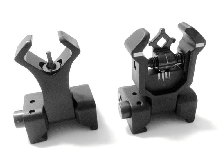 AAO Ar Tactical Flip up Front and Rear Iron Sights Set for Picatinny Rails