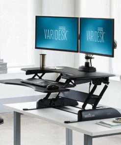 Alternative view of VARIDESK  Height Adjustable Standing Desk Converter  Pro Plus 36  Stand Up Desk for Dual Monitors  Black