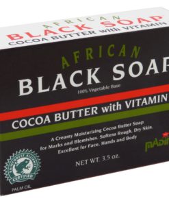 Madina African Black Soap Cocoa Butter with Vitamin E, 3.5 oz (Pack of 6) Pack of 6
