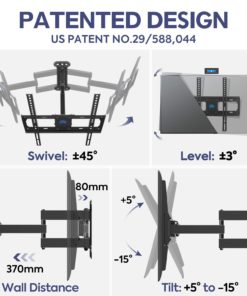 Mounting Dream TV Mount Full Motion with Perfect Center Design for 26-55 Inch LED, LCD, OLED Flat Screen TV, TV Wall Mount Bracket with Articulating Arm up to VESA 400x400mm, 60 lbs MD2377 17 71Dm92BUUHXL