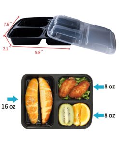 Mealcon BenT-20P Plastic meal prep containers 3 compartment, Black 9 71EFIu0LgxL