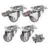 bayite 4 Pack 1" Low Profile Casters Wheels Soft Rubber Swivel Caster with 360 Degree Top Plate 100 lb Total Capacity for Set of 4 (2 with Brakes & 2 Without) Wheel dia. 1 inch- screws included - $39.95