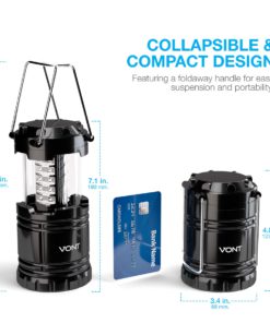 Alternative view of Vont 2 Pack LED Camping Lantern, Super Bright Portable Lanterns, Must Have During Hurricanes, Emergencies, Storms, Outages, Original Patented Collapsible Camping Lights / Lamp (Includes Batteries)