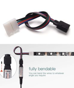 RGB Light Strip Connector JACKYLED 10mm Wide LED 5050 Strip to Power Adaptor Cable Wire 4 Conductor Strip to Controller Jumper Solderless Clamp for 5050 LED Strip Light 7-Pack Fireproof Material 8 71FHg1U53qL