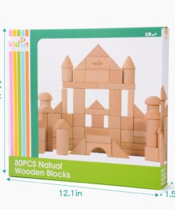 KAJA Classic Natural Wooden Building Blocks Sets 80 Pcs Blocks for Toddlers Educational Preschool Learning Toys with Carrying Bag 13 71G2Bd38b4OL