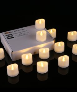 Homemory Realistic and Bright Flickering Bulb Battery Operated Flameless LED Tea Light for Seasonal & Festival Celebration, Pack of 12, Electric Fake Candle in Warm White and Wave Open Dia1.4" x H1.25" 12 71I8iKXkbmL