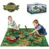 TEMI Dinosaur Toy Figure W/ Activity Play Mat & Trees, Educational Realistic Dinosaur Playset to Create A Dino World Including T-Rex, Triceratops, Velociraptor, for Kids, Boys & Girls 10 71L6531wZ3L