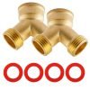 Litorange (2 Pack) Solid Brass Lead Free Body Backyard 2 Way Y Valve Garden Hose Connector MHT 3/4" Inch Thread Splitter Adapter + 4 Silicone Hose Washers 2 Pack 11 71LE23oItZL
