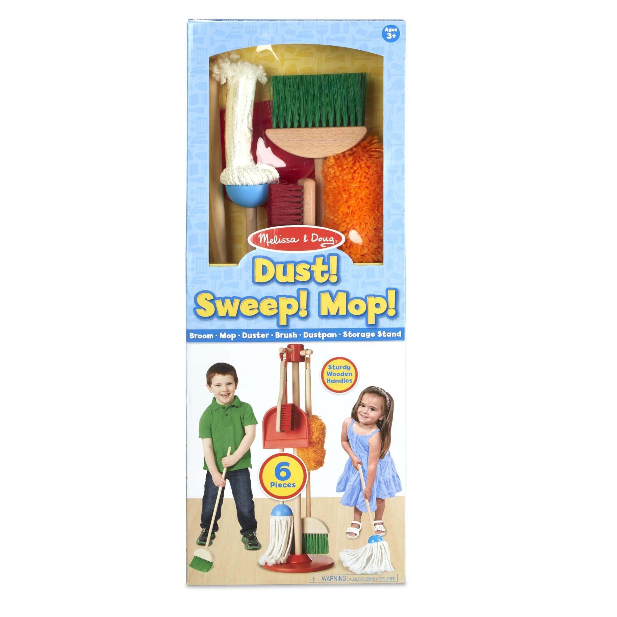 Melissa & Doug, Let’s Play House! Dust! Sweep! Mop! Pretend Play Set (6-piece, Kid-Sized with Housekeeping Broom, Mop, Duster and Organizing Stand for Skill- and Confidence-Building) - $32.95