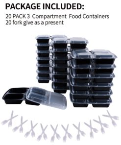 Mealcon BenT-20P Plastic meal prep containers 3 compartment, Black 8 71Ow8XKuylL