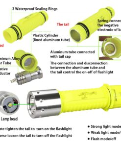 HeCloud 2 Pack LED XM-T6 Professional Diving Flashlight with Battery Charger, Bright LED Submarine Light Scuba Safety Lights Waterproof Underwater Torch for Outdoor Under Water Sports (Yellow) 11 71P2BiMdt56L