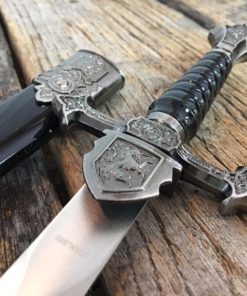 New 14" Dark Knight Celtic Medieval Fixed Blade Eco'Gift Knife With Sharp Blade Short Sword Dagger w/ Sheath