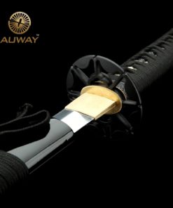 Auway 40" Fully Handmade High Carbon Steel Full Tang Blade Japanese Katana Samurai Sword Octagon Tsuba - Black scabbard 14 71QFr1g7B4L