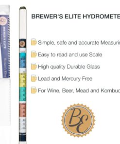Brewer's Elite Hydrometer - for Home Brew Beer, Wine, Mead and Kombucha - Deluxe Triple Scale Set, Hardcase and Cloth - Specific Gravity ABV Tester 11 71QV87lto6L