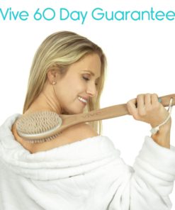 Vive Shower Brush - Dry Skin Body Exfoliator - Shower and Bath Scrubber For Wash Brushing, Exfoliating, Cellulite, Foot Scrub, Leg Exfoliant w/Soft and Stiff Massage Bristles - Wooden Long Handle 17 71RkI4iXNEL