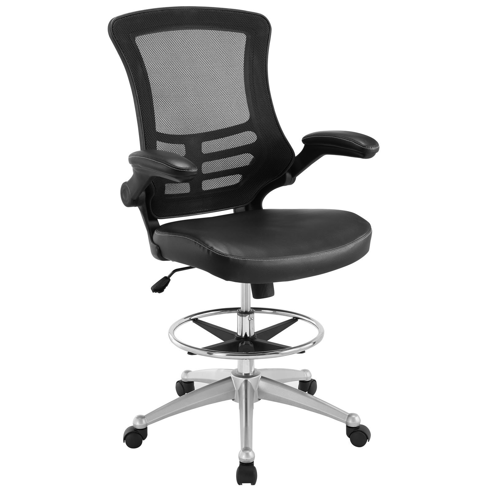 Modway Attainment Drafting Chair In Black - Tall Office Chair For