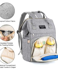 Alternative view of Large Diaper Bag Backpack, Mokaloo Anti-Water Maternity Nappy Bags Changing Bags with Insulated Pockets and Stroller Straps, Multi-functional Travel Back Pack Built-in USB Charging Port Grey