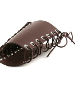 HZMAN Unisex Faux Leather Gauntlet Wristband Wide Bracer Arm Armor Cuff Brown 1Pcs 8 71Tc0s2s23L