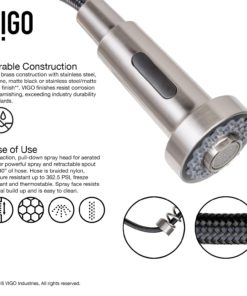 VIGO VG02001ST Edison Brass Single Handle Pull Down Sprayer Kitchen Sink Faucet, Centerset Single Hole Faucet, Swivel Head Design, Plated Stainless Steel Finish 14 71YttkrnzHL