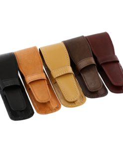 Genuine Leather Single Leather Pen Case Pouch Assorted, 10/Pack