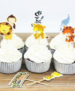 Yunko 24 Pcs Cute Decorative Cupcake Muffin Toppers Wild Animals Zoo Zebra Lion Tiger Elephant Giraffe Baby Shower Birthday Party Favors 8 71bugf1tcRL