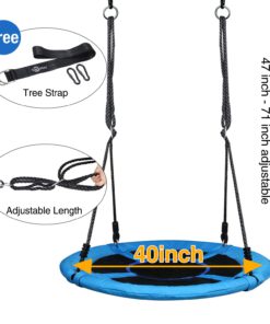 Trekassy 700lb Saucer Tree Swing for Kids Adults 40 Inch 900D Oxford Waterproof Frame with 2 Hanging Straps Blue 8 71enl6ttoEL