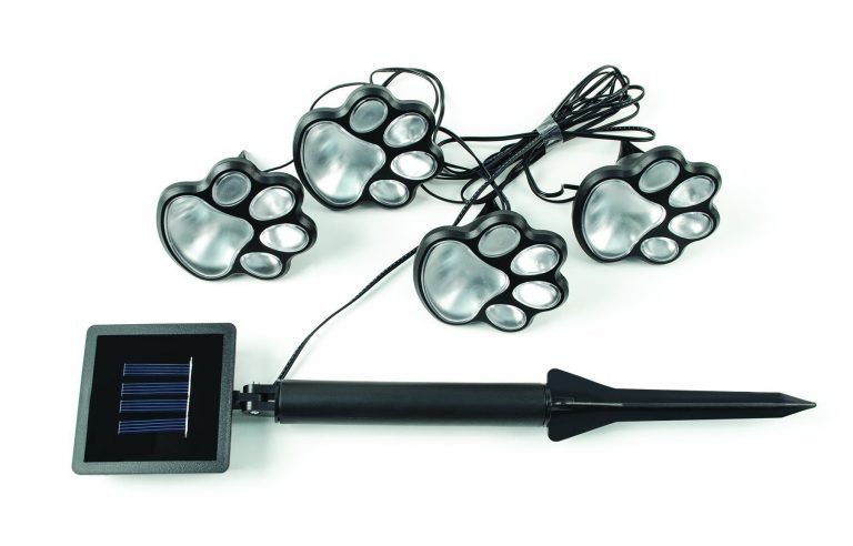 IdeaWorks JB7356 Solar Paw Print Lights (Set of 4), Black