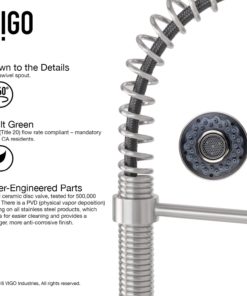 VIGO VG02001ST Edison Brass Single Handle Pull Down Sprayer Kitchen Sink Faucet, Centerset Single Hole Faucet, Swivel Head Design, Plated Stainless Steel Finish 15 71hUuaZCAAL