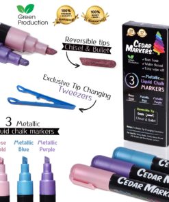 Alternative view of Cedar Markers Liquid Chalk Markers. 3 Metallic Chalk Markers for Blackboards, Chalk Pens Chalkboard Markers, Window Markers for Window Paint. Use on Non-Porous Menu Board, Blackboard. (3 Metallic)