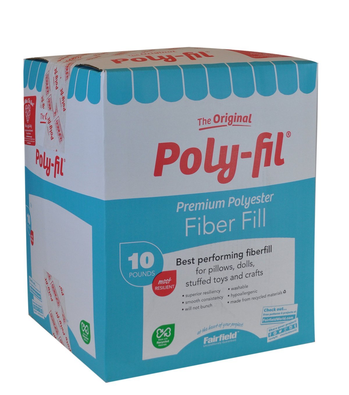 Fairfield PF-10 The Original Poly-Fil Premium 100% Fiber Fill Box ...