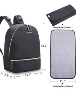 mommore Diaper Backpack Fashion Diaper Bag with Changing Pad for Baby Care, Black Small 13 71l5LPUBo8L