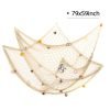 king do way 79inch x 59inch Mediterranean Style Fishing Nets with Sea Shells and Anchor Decorative Background Wall Bar for Home Decoration(White) White 25 71mdET7eVfL