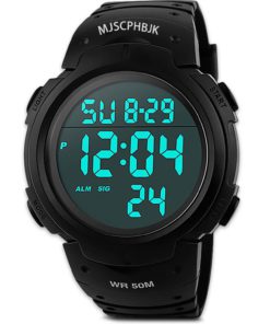 MJSCPHBJK Mens Digital Sports Watch, Waterproof LED Screen Large Face Military Watches and Heavy Duty Electronic Simple Army Watch with Alarm, Stopwatch, Luminous Night Light - Black 15 71pxxYAzDDL