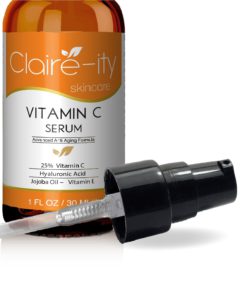 Claire-ity 25% Vitamin C Serum with Hyaluronic Acid and Vitamin E, Organic Topical Anti-Aging Moisturizing Facial Serum for Face, Neck & D collet (1 fl. oz) 8 71rMNHPc1YL