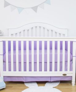 TILLYOU Lilac Pleated Crib Skirt, 100% Natural Cotton, Nursery Crib Bedding Skirt for Baby Boys and Girls, 14'? Drop Lilac 10 71rcscngJfL