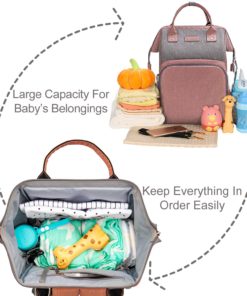 Diaper Bag Backpack Nappy Bag Upsimples Baby Bags for Mom Maternity Diaper Bag with USB Charging Port Stroller Straps Thermal Pockets|Wide Shoulder Straps|Water Resistant |Pink Pink&Gray 12 71s8gdr11jL