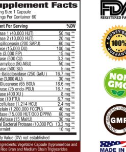 Enzymes for Digestion with Lactase Lipase Amylase Bromelain and 15 more! One of the Best Digestive Enzyme Supplements for IBS, Gallbladder, Gas, Bloating, Constipation Relief. Vegetarian, Gluten-Free 8 71sGMw5SOcL