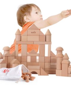 KAJA Classic Natural Wooden Building Blocks Sets 80 Pcs Blocks for Toddlers Educational Preschool Learning Toys with Carrying Bag 11 71sxXgc8qyL