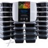Mealcon BenT-20P Plastic meal prep containers 3 compartment, Black 52 71v9SA0sy8L