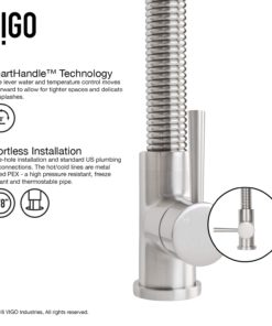 VIGO VG02001ST Edison Brass Single Handle Pull Down Sprayer Kitchen Sink Faucet, Centerset Single Hole Faucet, Swivel Head Design, Plated Stainless Steel Finish 13 71w7BIySNTL