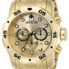 Invicta Men's 0074 pro Diver Analog Japanese Quartz 18k Gold-Plated Stainless Steel Watch
