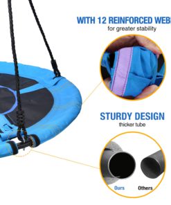 Trekassy 700lb Saucer Tree Swing for Kids Adults 40 Inch 900D Oxford Waterproof Frame with 2 Hanging Straps Blue 9 71yF56W28mL