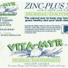 3 Pack VITA-MYR Zinc Plus XTRA Natural & Effective Herbal Toothpaste 5.4 oz