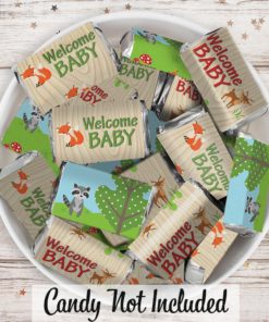 Woodland Animals Baby Shower Miniatures Candy Bar Wrapper Stickers (Set of 54) 11 81 De rxmEL